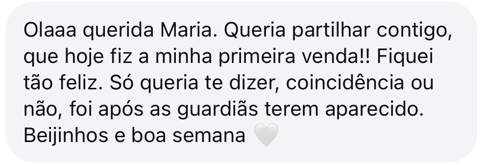 Mensagem de aluna: hoje fiz a minha primeira venda